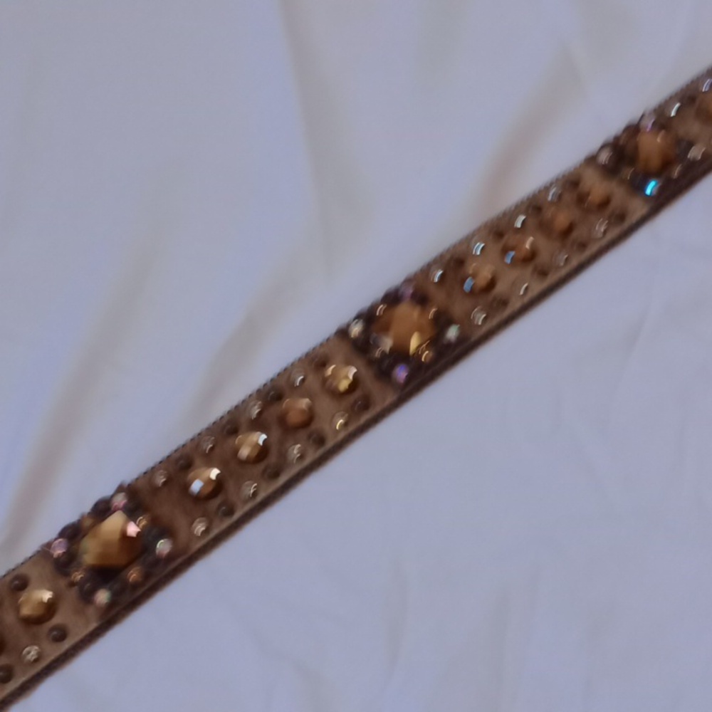 Nocona Brown Fur Belt with Rhinestone Accents - Picture 6 of 11
